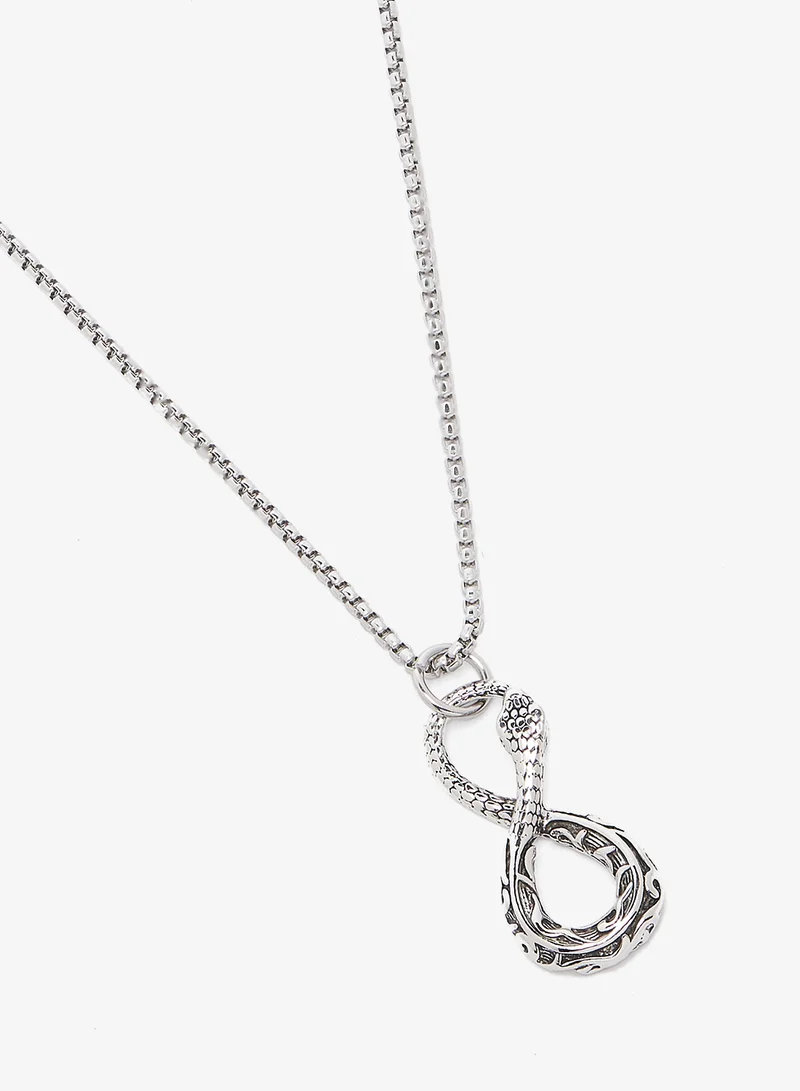 Seventy Five Sterling Silver Infinity Knot or Snake Pendant Necklace